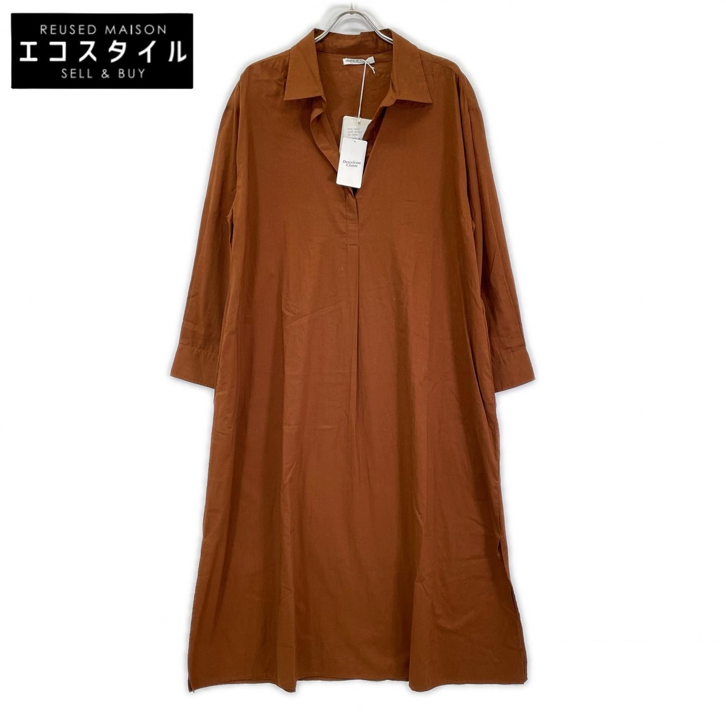 mare di latte マレディラテ 22BA329 MARIA ブラウン コットン オープンカラーシャツワンピース ワンピース