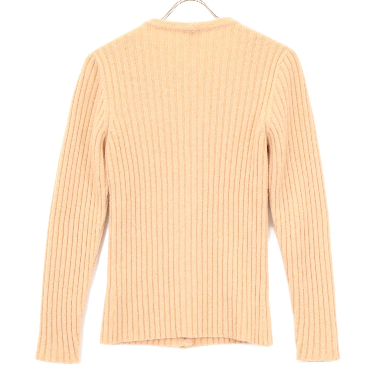 Beige 100% Wool Knit Cardigan Top for Women