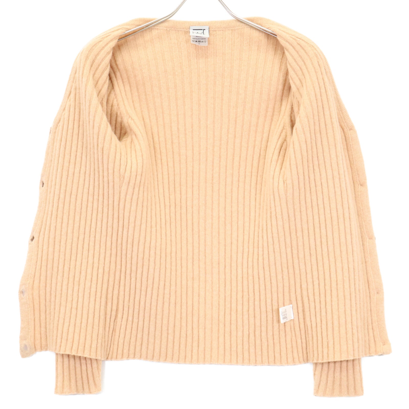 Beige 100% Wool Knit Cardigan Top for Women