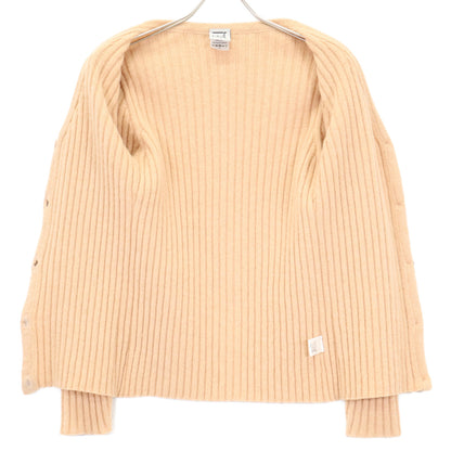 Beige 100% Wool Knit Cardigan Top for Women