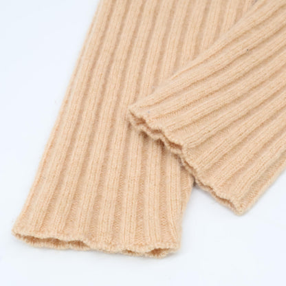 Beige 100% Wool Knit Cardigan Top for Women