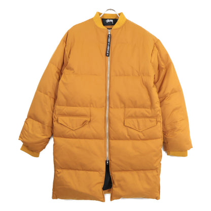 stussy Yellow Cotton Rib-Collar Side-Zip Long Down Coat Coat