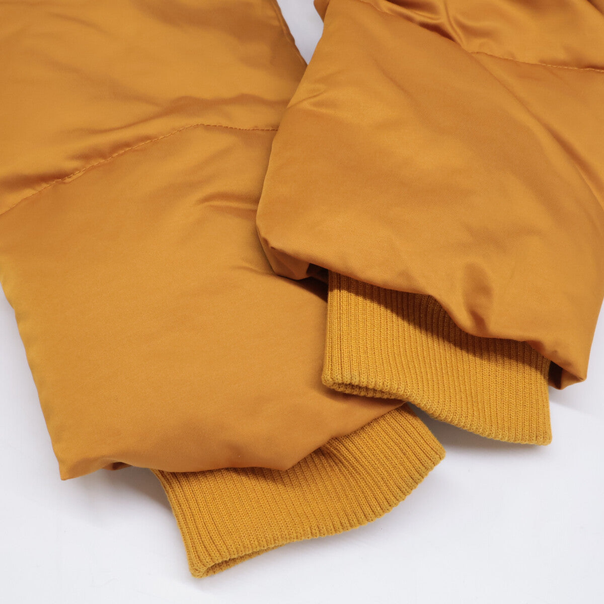 Yellow Cotton Rib-Collar Side-Zip Long Down Coat for Men