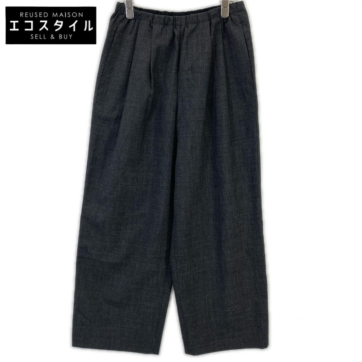ENFOLD エンフォルド 23AW チャコール グレンチェック ストレートワイドパンツ ボトムス