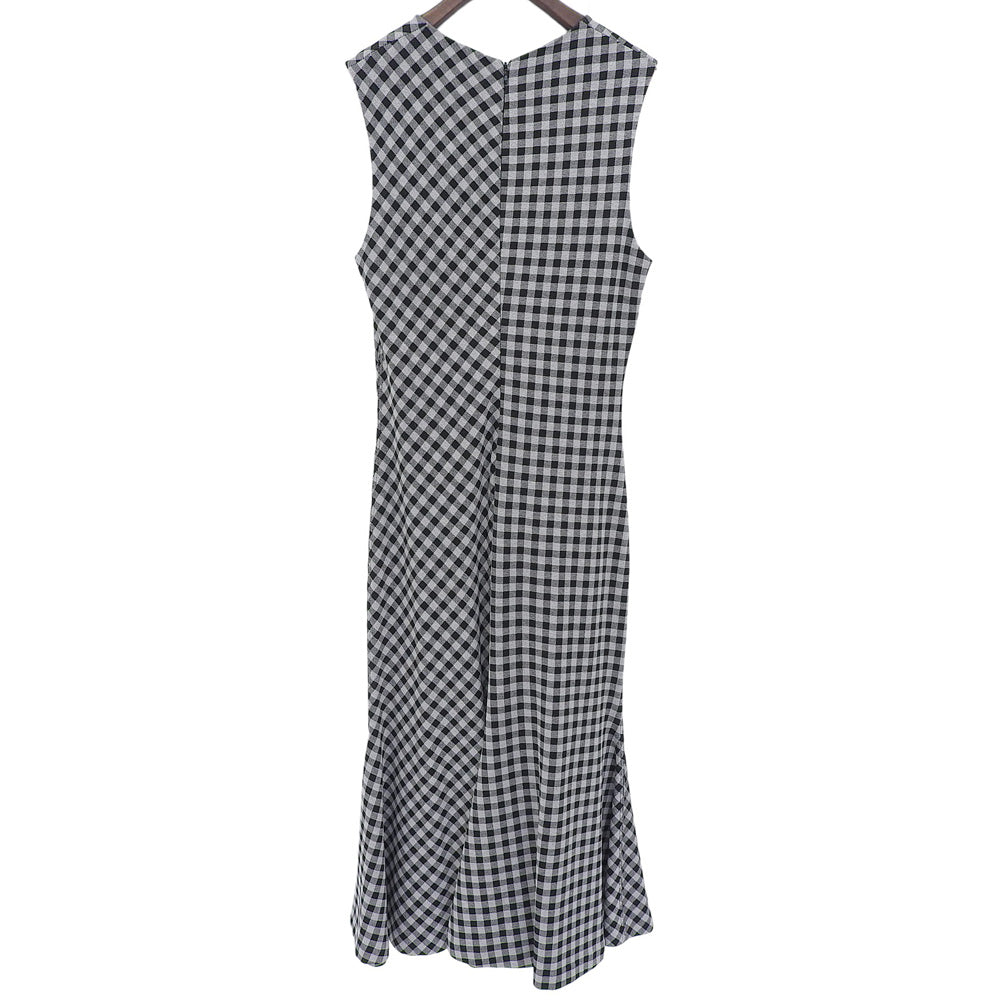 ROSETTA GETTY Gingham Check Sleeveless Knit Dress Women's Gray x Black 40 Dress