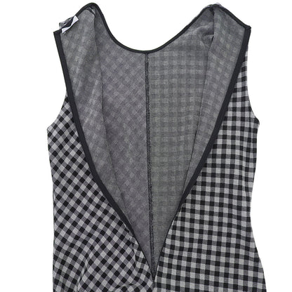 ROSETTA GETTY Gingham Check Sleeveless Knit Dress Women's Gray x Black 40 Dress