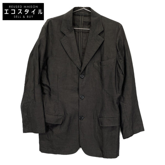 Grey Cotton Linen Herringbone Tailored Jacket 46 Men's