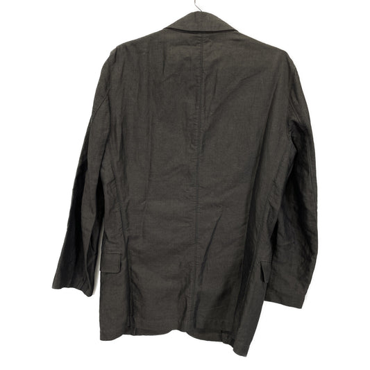 Grey Cotton Linen Herringbone Tailored Jacket 46 Men's