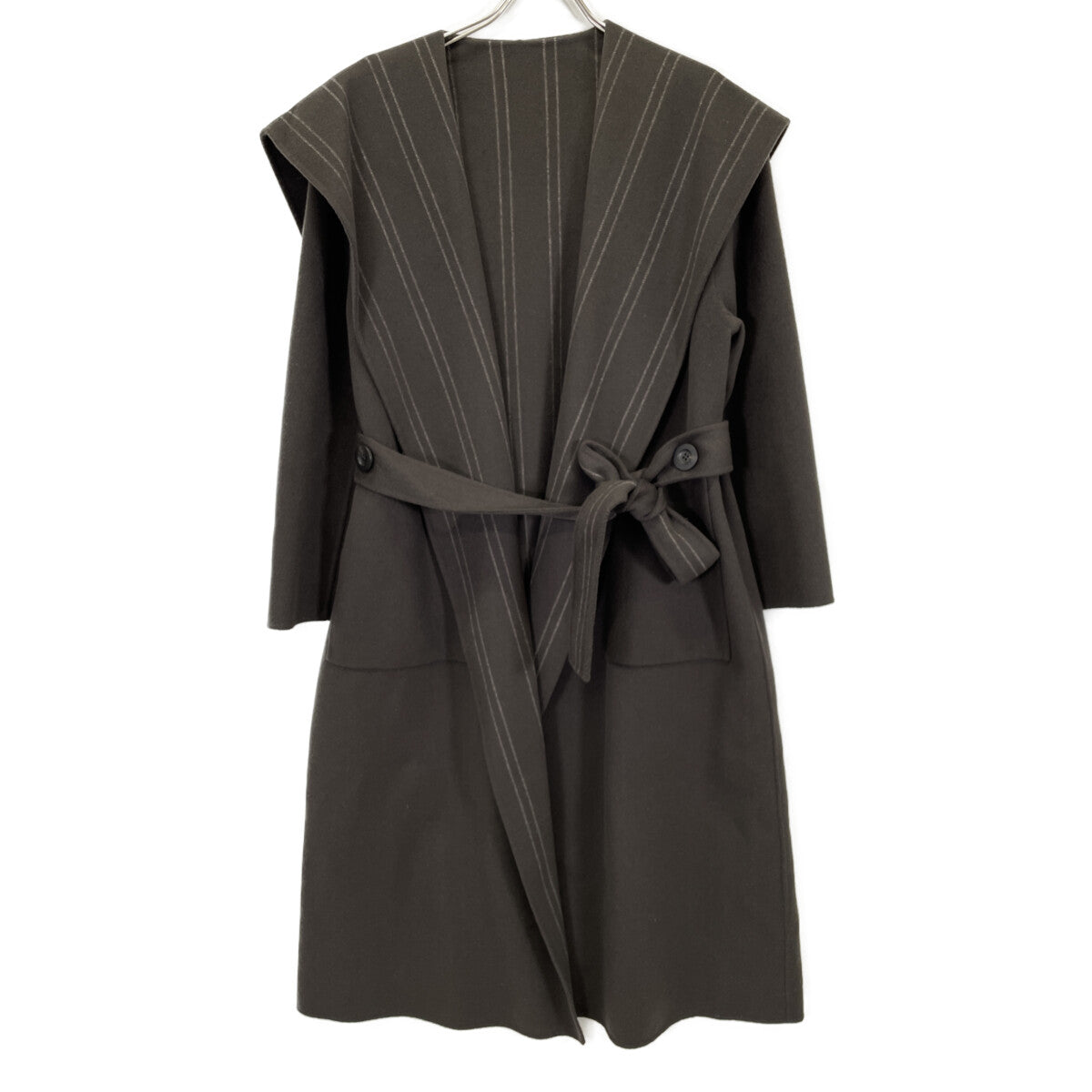 ADORE Adore 531-0252904 Charcoal 100% Wool Sailor Collar Reversible Long Coat Coat