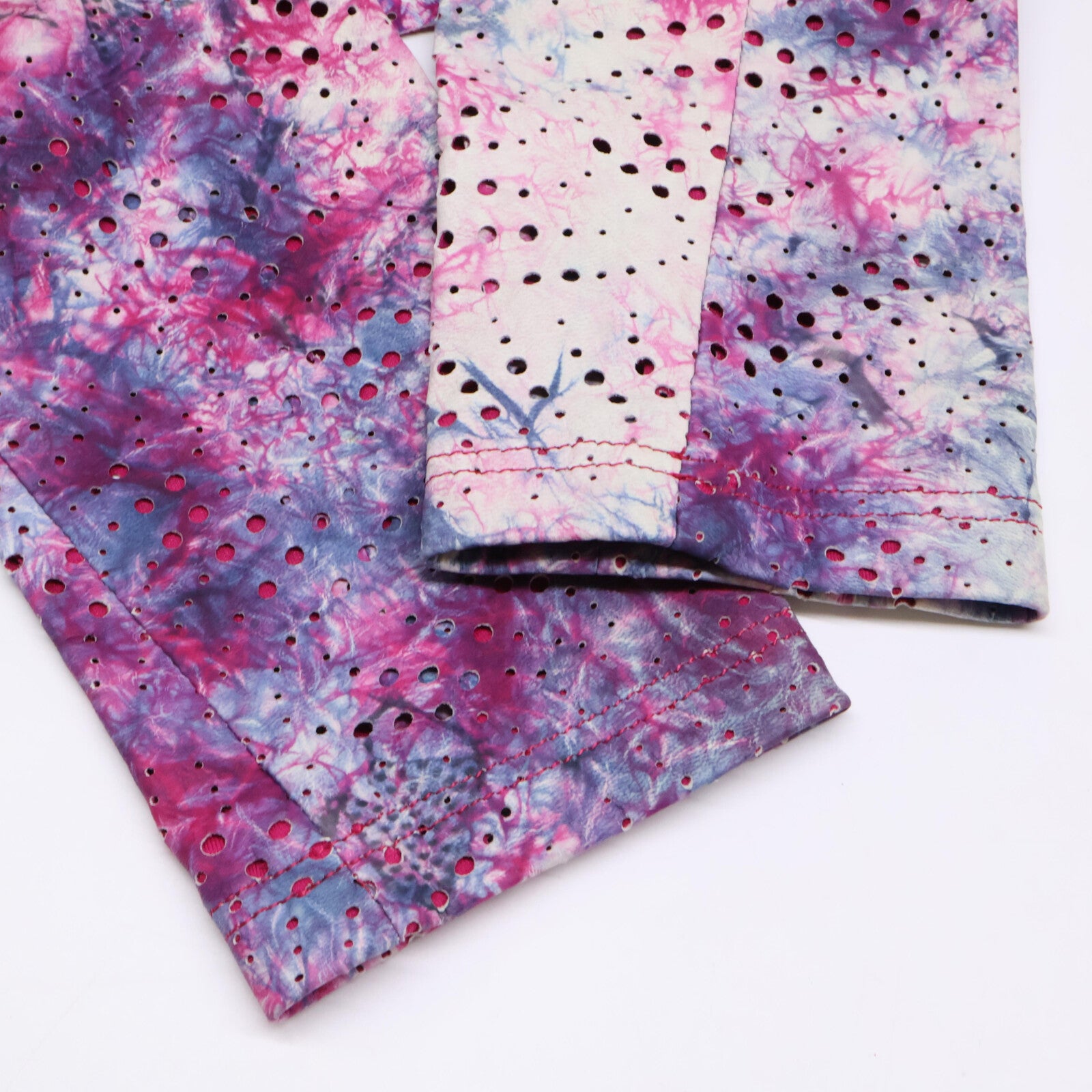 ZELE-PARIS Zele-Paris Pink x Purple Tie-Dye Pattern Perforated Asymmetrical Leather Jacket Jacket