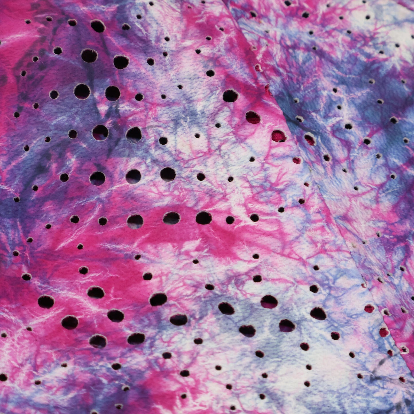 ZELE-PARIS Zele-Paris Pink x Purple Tie-Dye Pattern Perforated Asymmetrical Leather Jacket Jacket