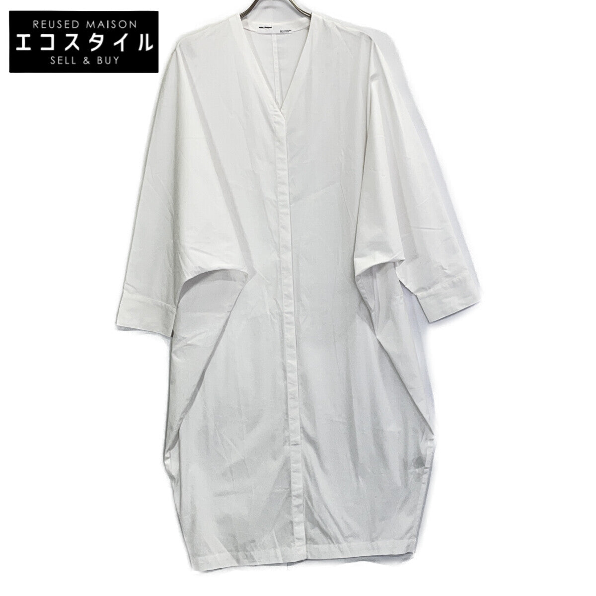 22-040-560-1070 White Cotton x Ester Long Sleeve Shirt Dress Dress