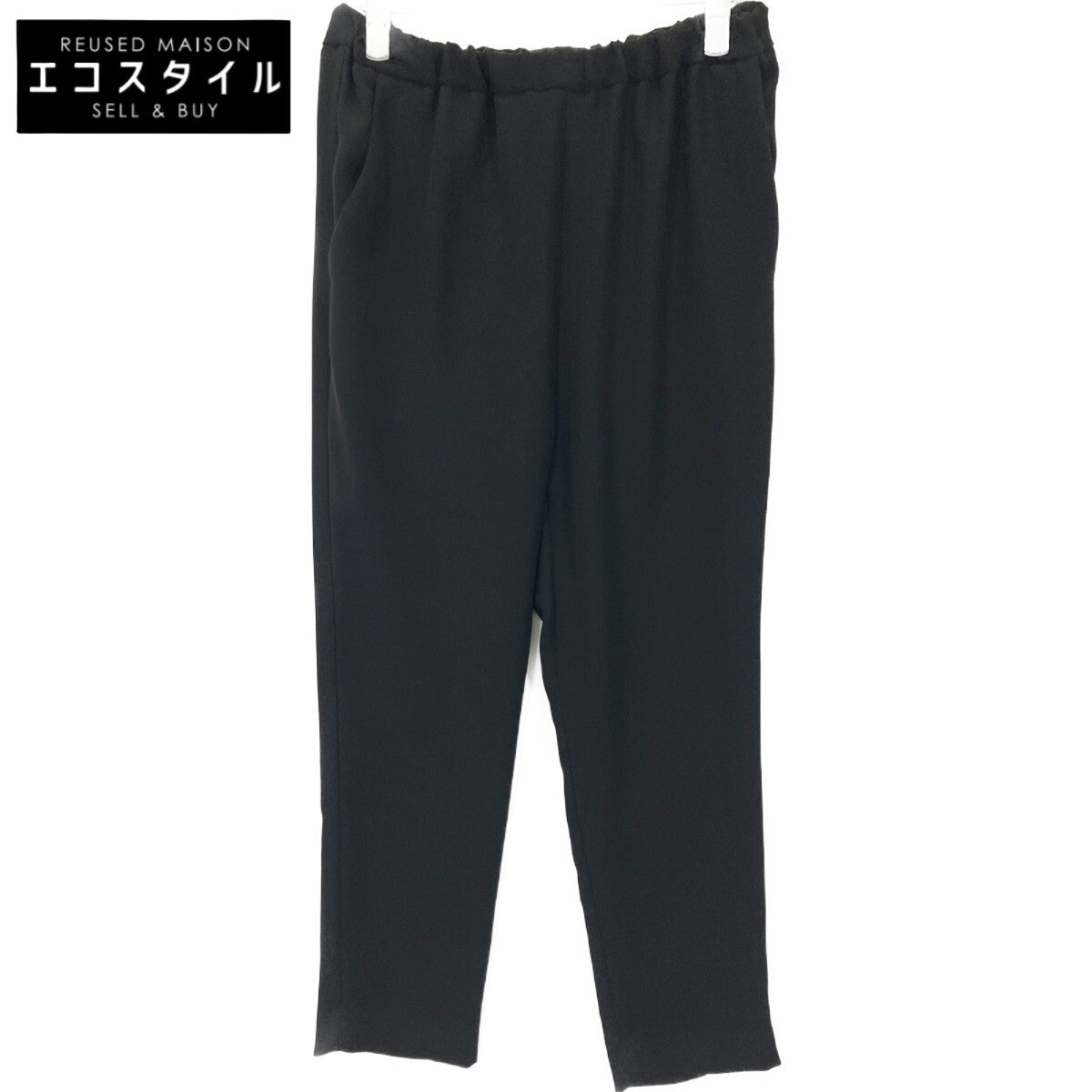 20-030-520-0000 Black Polyester Drawstring Tapered Easy Pants Bottoms 38 Women's