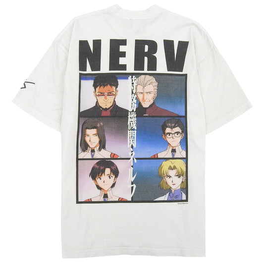 EVANGELION:95 Evangelion 95 Excellent Condition EVA0020 NERV Special Agency Vintage Processed Cotton Graphic T-Shirt Tops Men's White L Tops