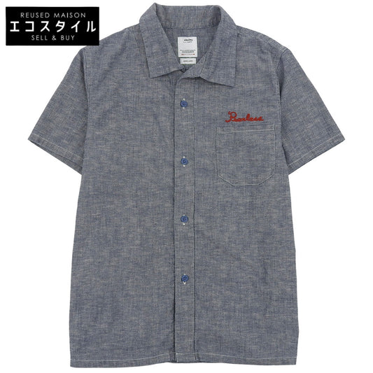 VISVIM Good Condition Cotton Embroidered Design Fairway Short-Sleeve Pocket Shirt Top Men's Blue 2 0124205011001 24AW Tops