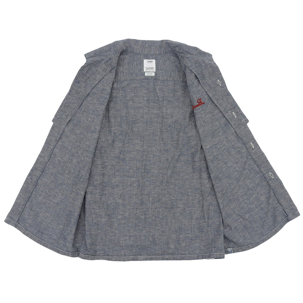 VISVIM Good Condition Cotton Embroidered Design Fairway Short-Sleeve Pocket Shirt Top Men's Blue 2 0124205011001 24AW Tops