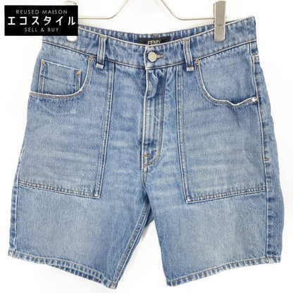FENDI フェンディ 24年製 FLP358 AS02 ブルー コットン FFメタルプレート ジップフライデニムハーフパンツ ボトムス