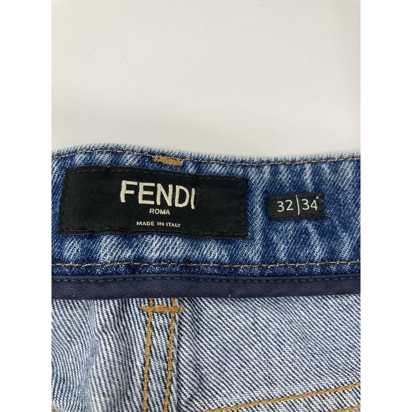 FENDI フェンディ 24年製 FLP358 AS02 ブルー コットン FFメタルプレート ジップフライデニムハーフパンツ ボトムス