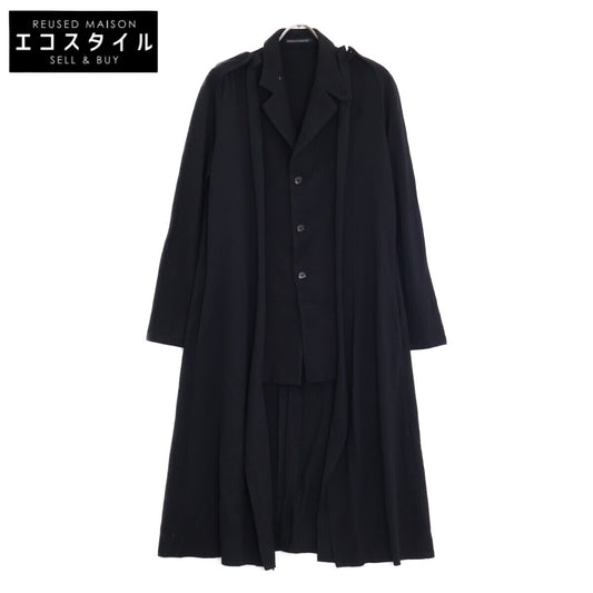 YOHJI YAMAMOTO +NOIR ヨウジヤマモトプリュスノアール NF-J07-802 ブラック ウール ロングニットジャケット ジャケット