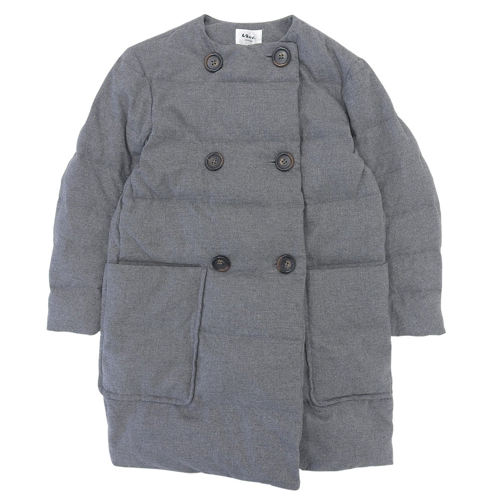 49av.Junko Shimada 49アベニュージュンコシマダ 美品 ノーカラー ロング ダウンコート レディース グレー 38 4984282902 コート