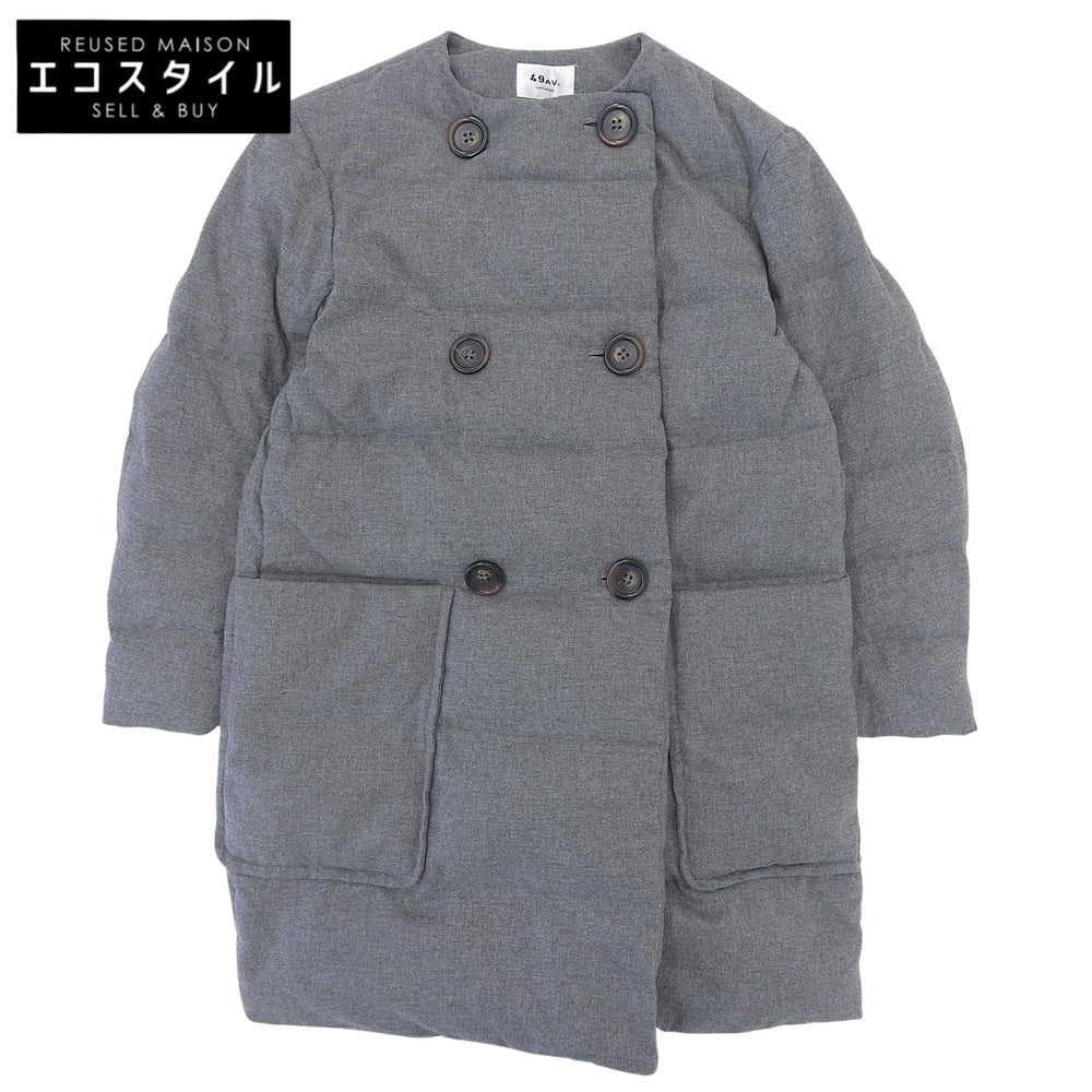 49av.Junko Shimada 49アベニュージュンコシマダ 美品 ノーカラー ロング ダウンコート レディース グレー 38 4984282902 コート