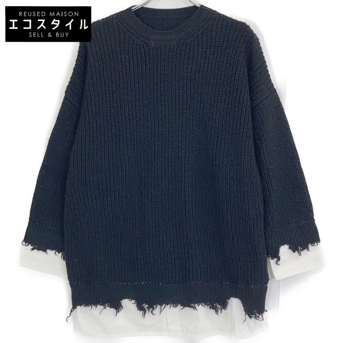 23AW S62HL0015 Damaged Layered Pullover Knit Top XS Ladies