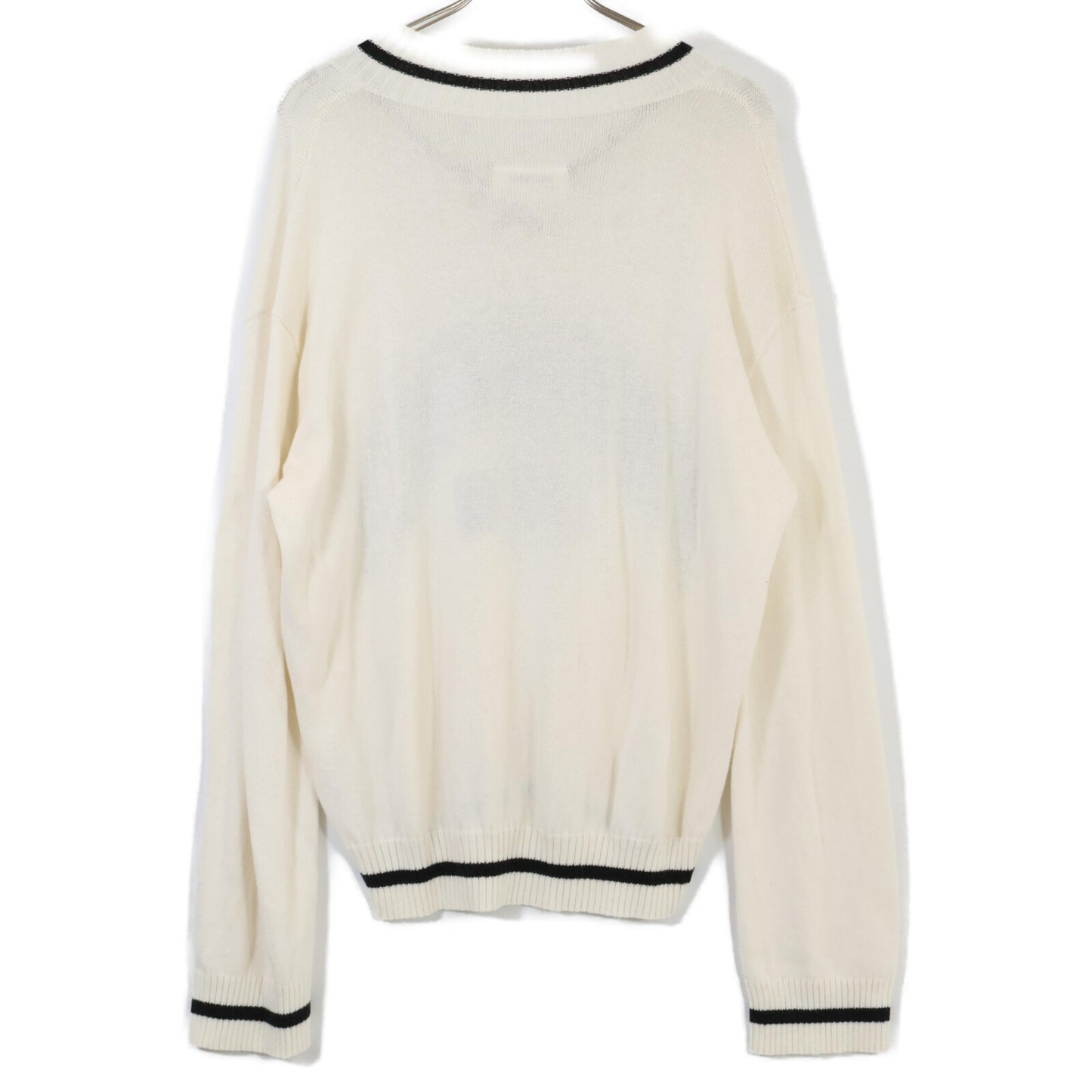 MM6 エムエムシックス 25SS SH0HN0002 ホワイト ロゴデザイン Vネックプルオーバーニット トップス