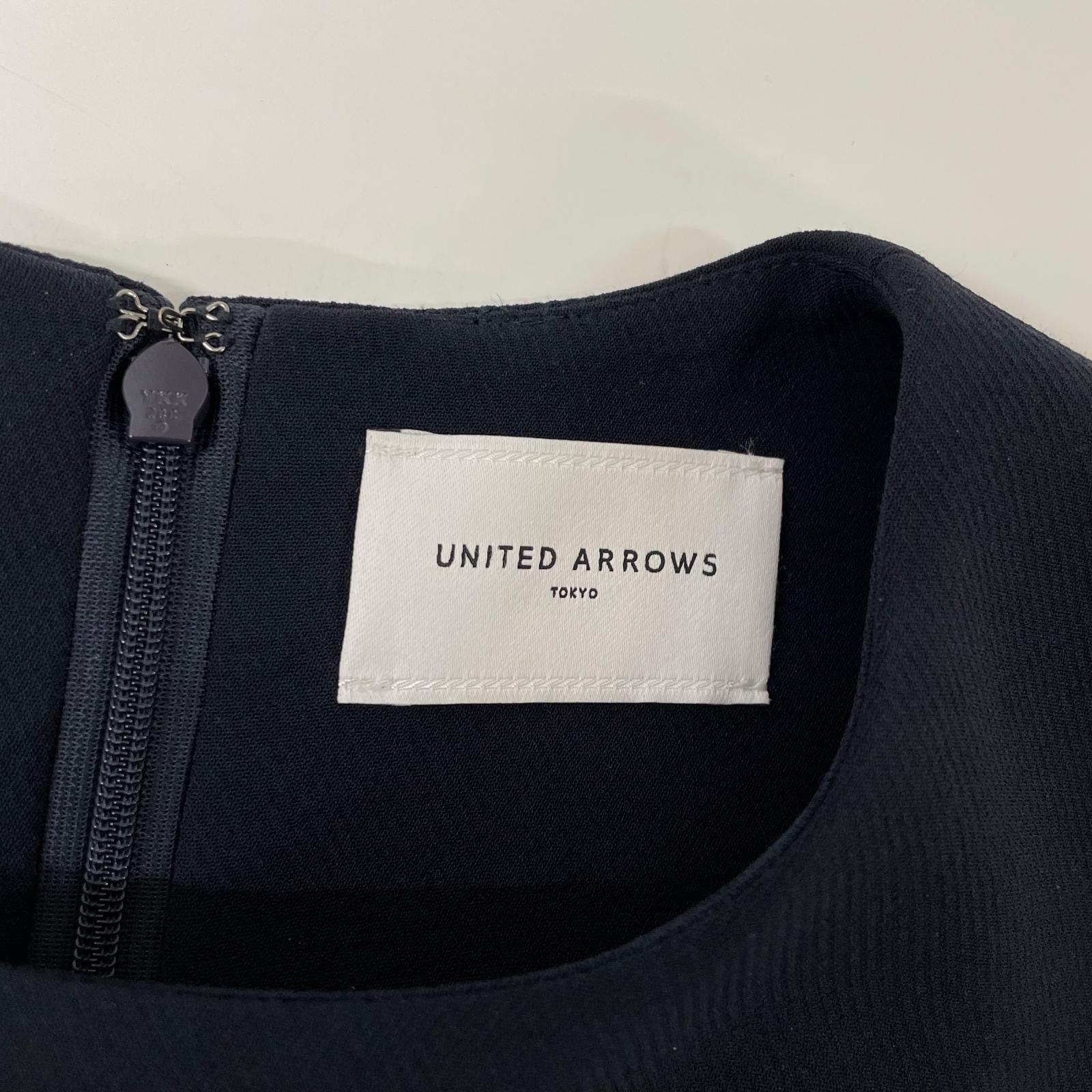 UNITED ARROWS ユナイテッドアローズ 24年春夏 1526-199-5227 ネイビー ポリエステル ドローストリング フレンチスリーブワンピース ワンピース