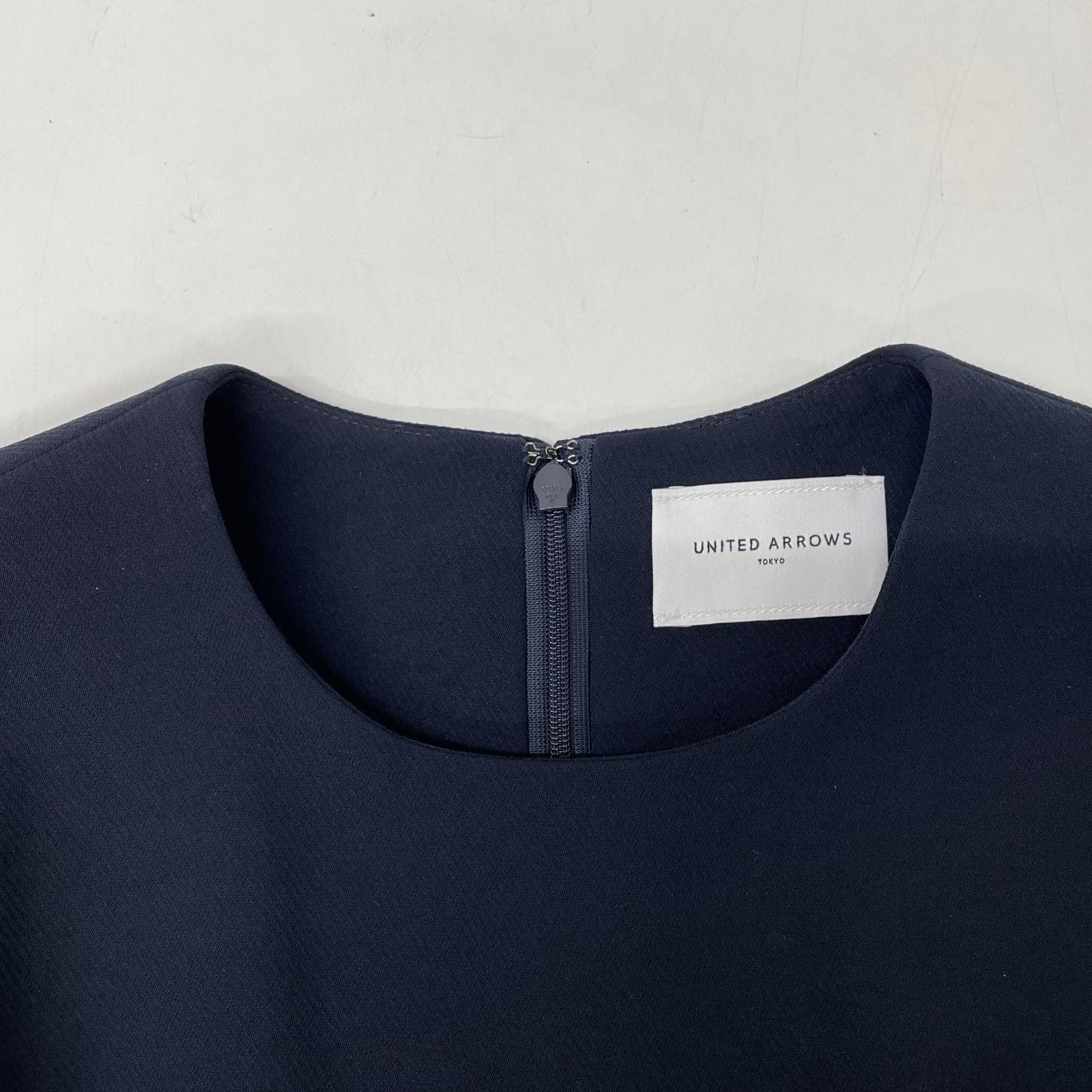 UNITED ARROWS ユナイテッドアローズ 24年春夏 1526-199-5227 ネイビー ポリエステル ドローストリング フレンチスリーブワンピース ワンピース