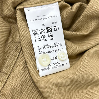 MUSE ミューズ 21-050-500-4010 ベージュ コットン ワイヤーカラー ロングスリーブボタンシャツ トップス