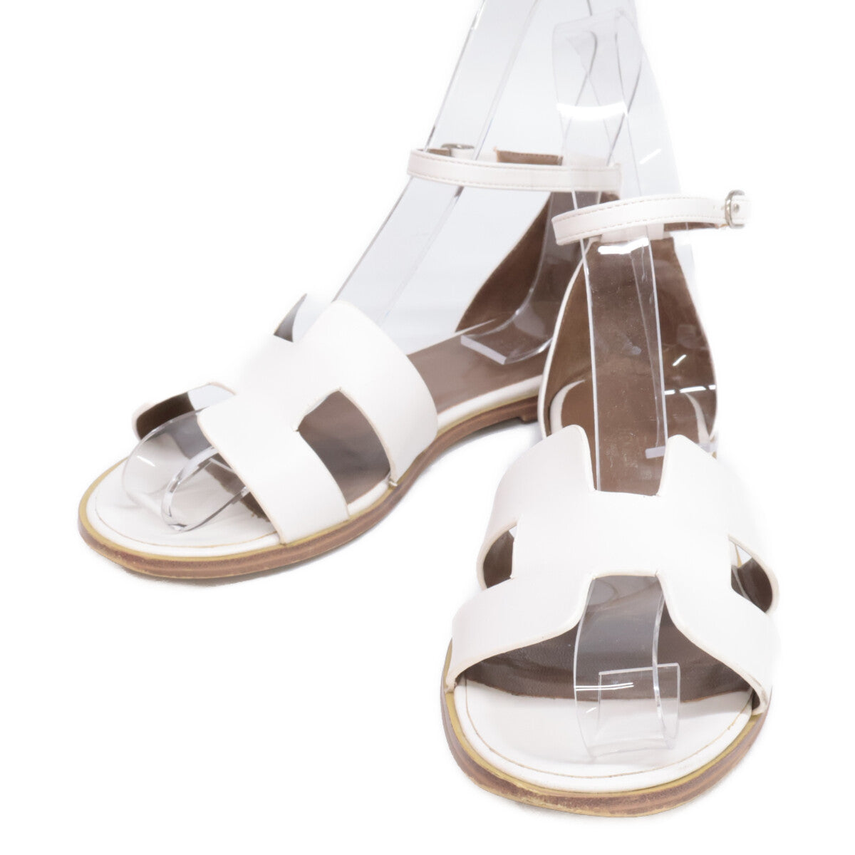 HERMES Santorini H-motif Ankle Strap Flat Sandals/Shoes H182138Z