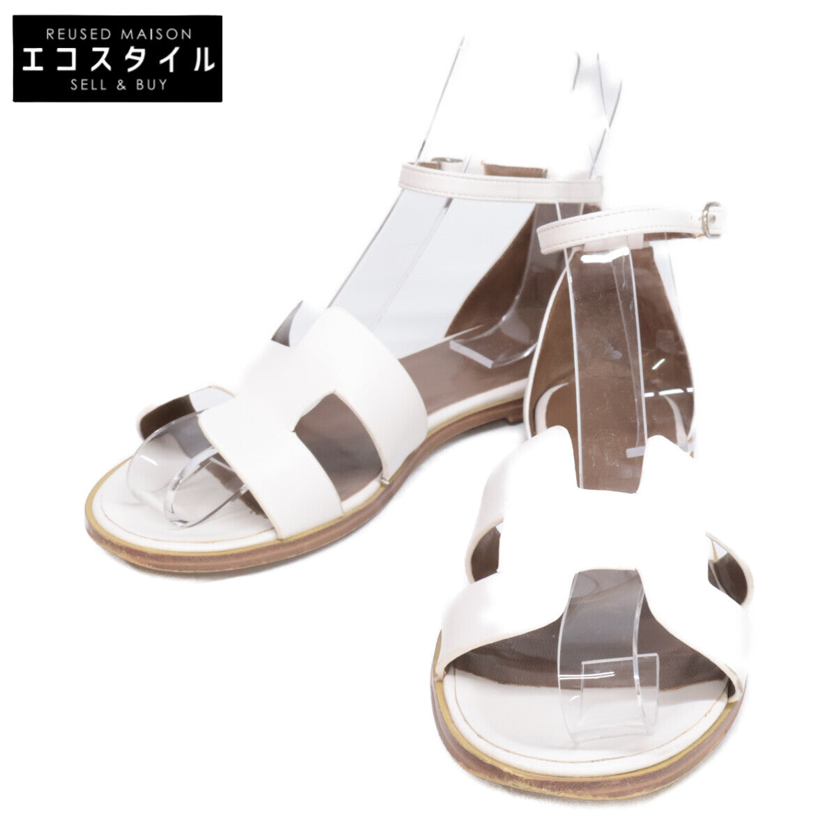 HERMES Santorini H-motif Ankle Strap Flat Sandals/Shoes H182138Z