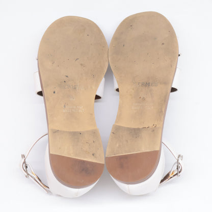 HERMES Santorini H-motif Ankle Strap Flat Sandals/Shoes H182138Z