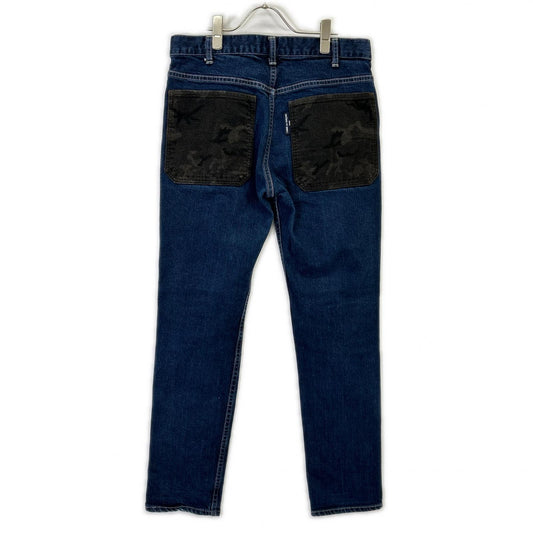 COMMEdesGARCONS HOMME コムデギャルソンオム HT-P026 17aw インディゴ カモフラウールポケット ジップフライ テーパードデニムパンツ ボトムス