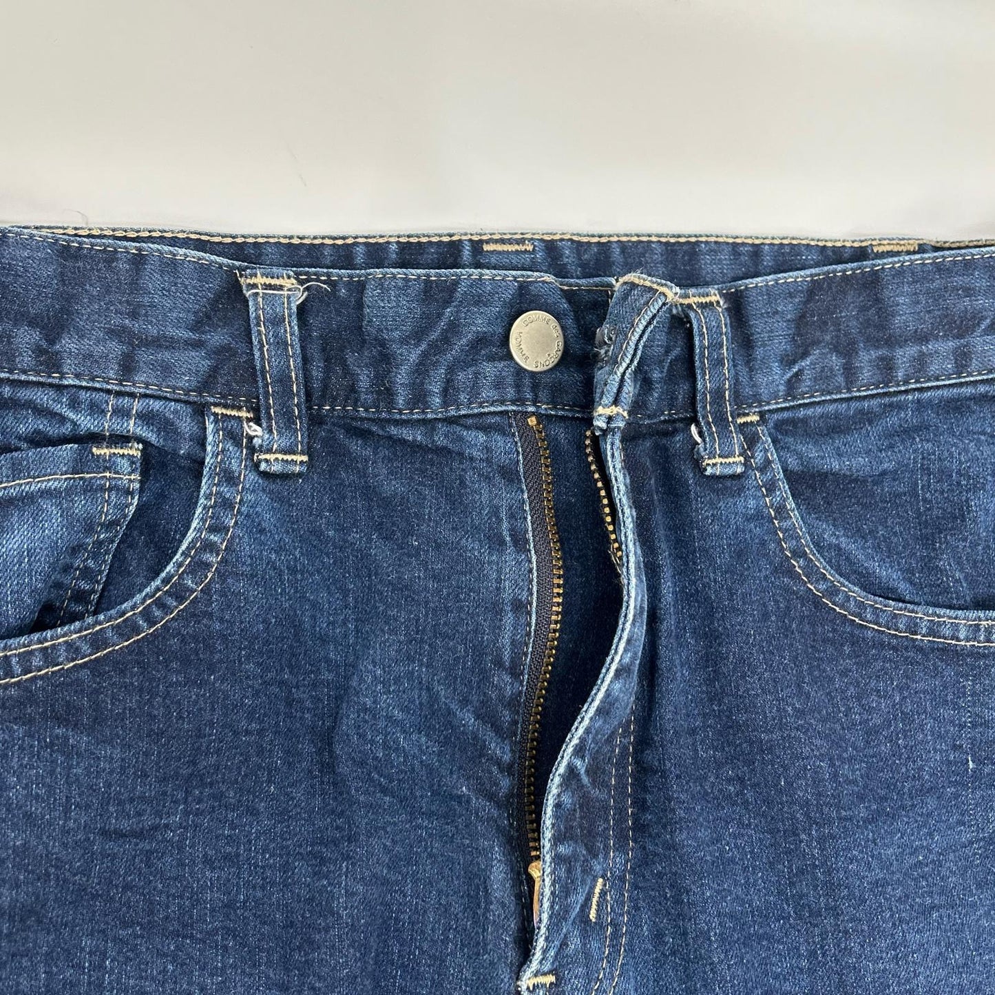 COMMEdesGARCONS HOMME コムデギャルソンオム HT-P026 17aw インディゴ カモフラウールポケット ジップフライ テーパードデニムパンツ ボトムス