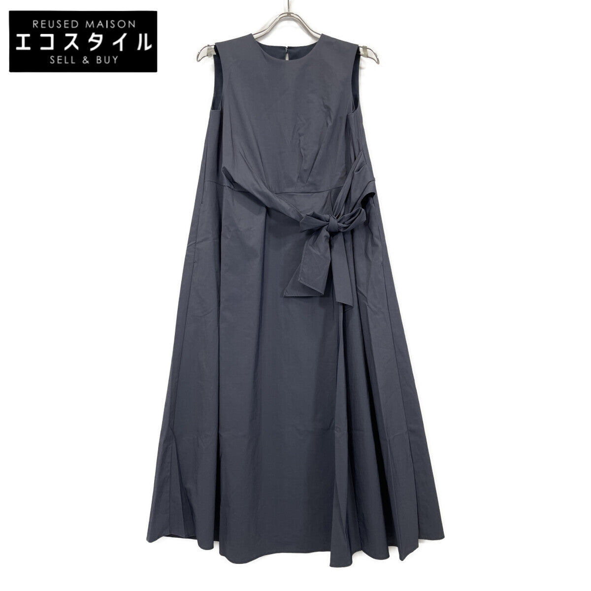 ANAYI Anayi 2025 Model Navy Stretch Nylon Front Twist Dress Dress
