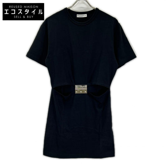 J.W.Anderson ジェイ ダブリュー アンダーソン JD0026PG0975999 ブラック コットン カットアウト Hinge Midi T-shirt Dress ワンピース
