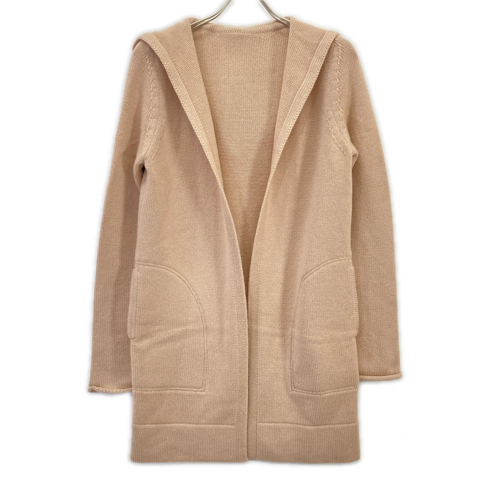 FOXEY Beige 100% Cashmere Hooded Long Cardigan Top