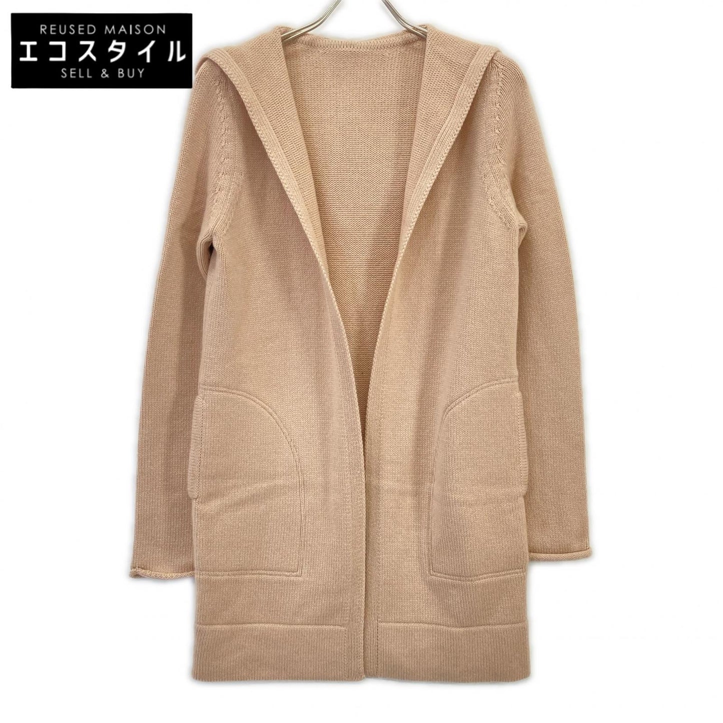 FOXEY Beige 100% Cashmere Hooded Long Cardigan Top