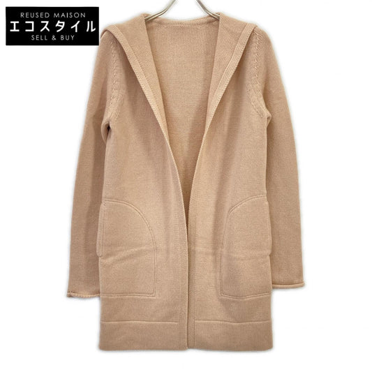 FOXEY フォクシー ベージュ カシミヤ100 フード付 カシミヤロングカーディガン トップス