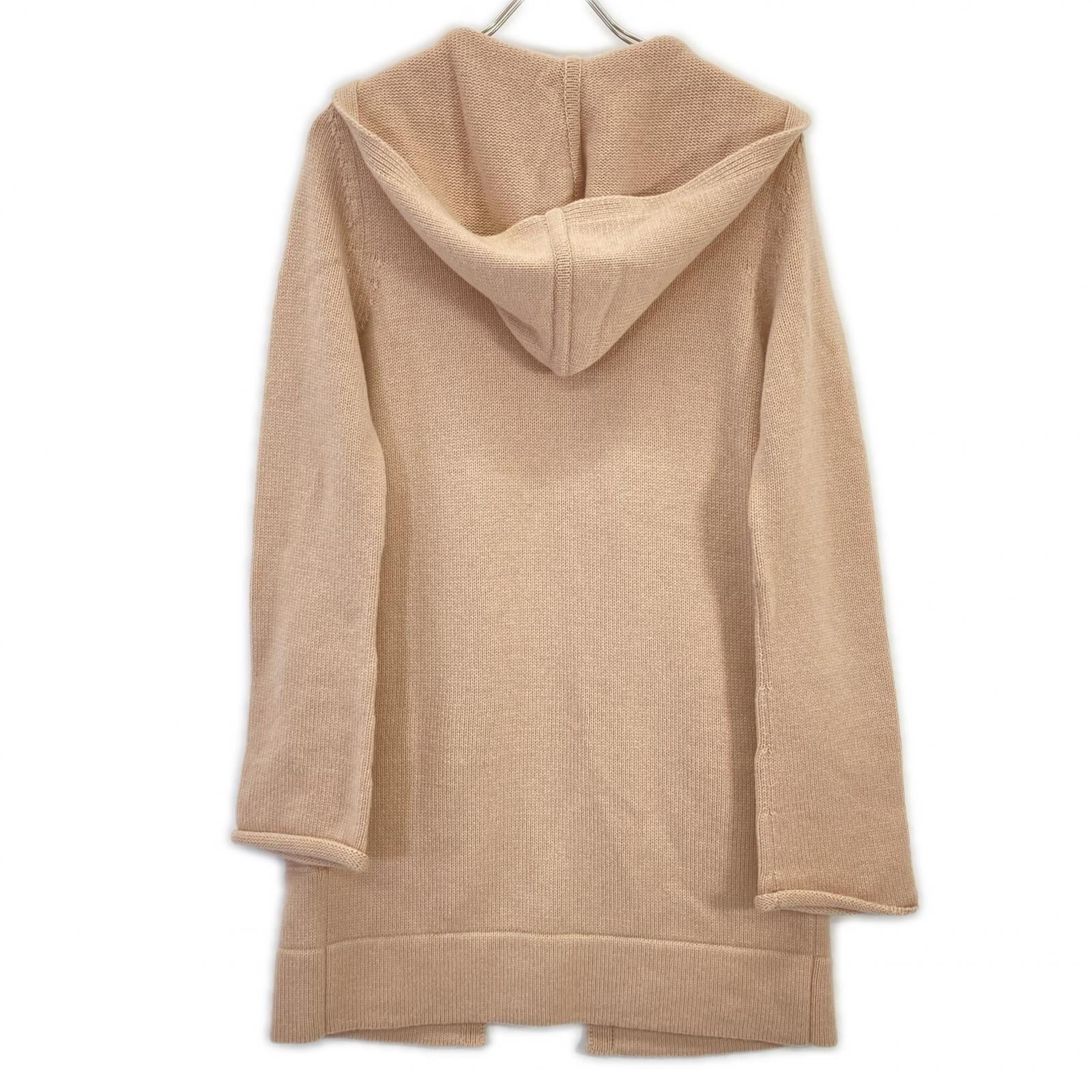 FOXEY Beige 100% Cashmere Hooded Long Cardigan Top