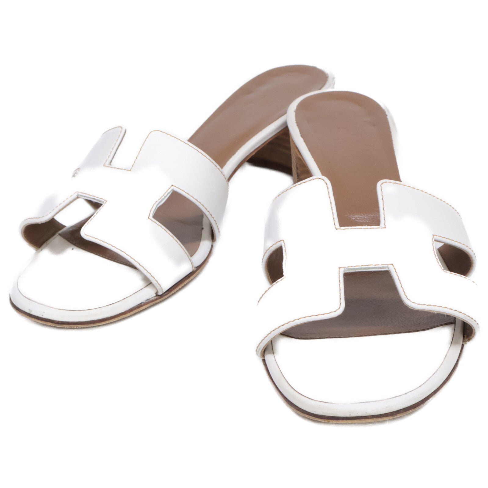 HERMES H071002Z OASIS Calfskin H-motif Heel Sandals/Shoes