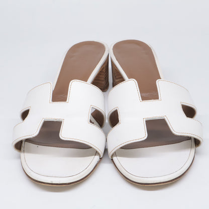HERMES H071002Z OASIS Calfskin H-motif Heel Sandals/Shoes