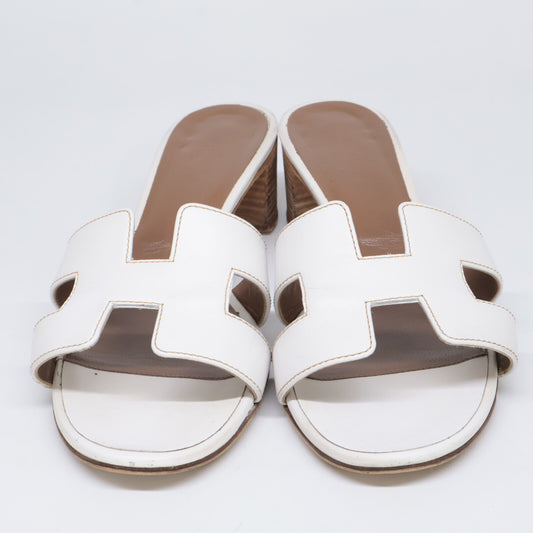 HERMES H071002Z OASIS Calfskin H-motif Heel Sandals/Shoes