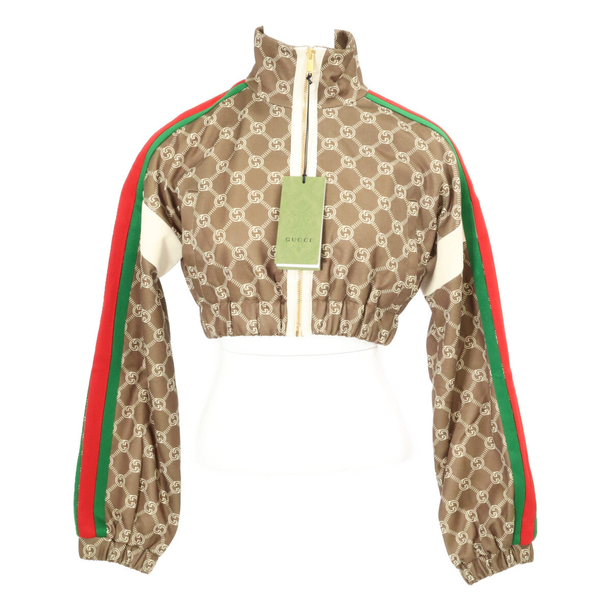 GUCCI 古驰 几乎全新 国内专柜正品 671495 双G互扣式标识 织带短款夹克 短款外套