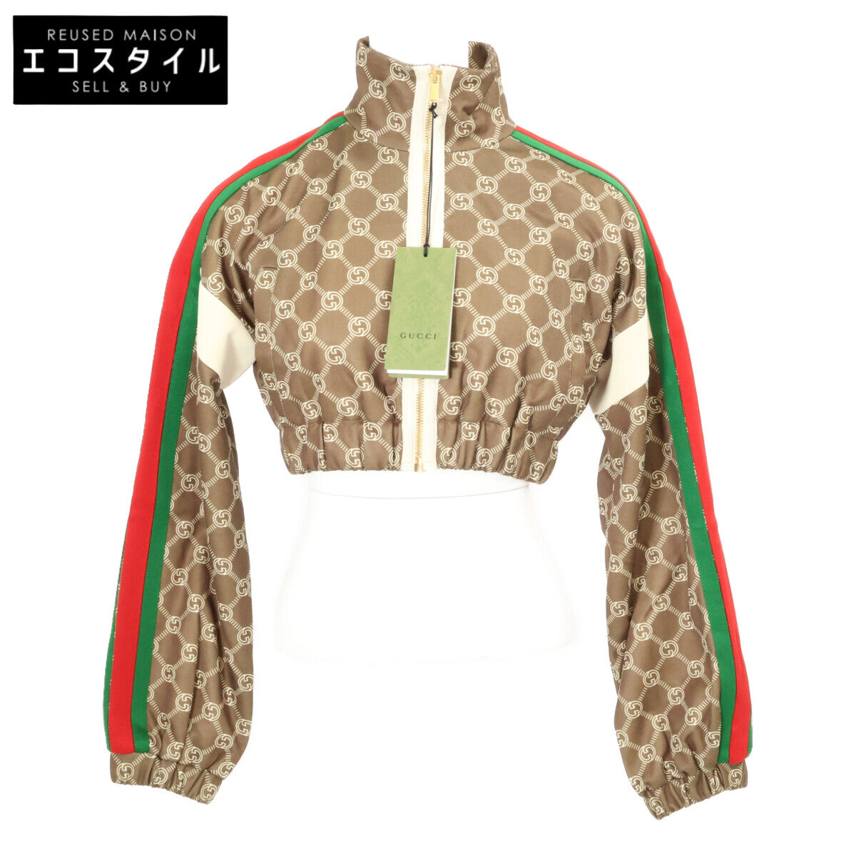 GUCCI 古驰 几乎全新 国内专柜正品 671495 双G互扣式标识 织带短款夹克 短款外套