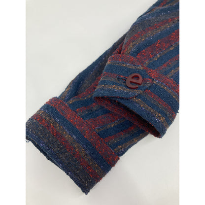 ernesto Multicolor Linen Gibson Epaulet Striped Safari Jacket 42 Women's