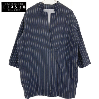 YAMMA YAMMA Navy Stripe Stand Collar Coat Not specified Men's