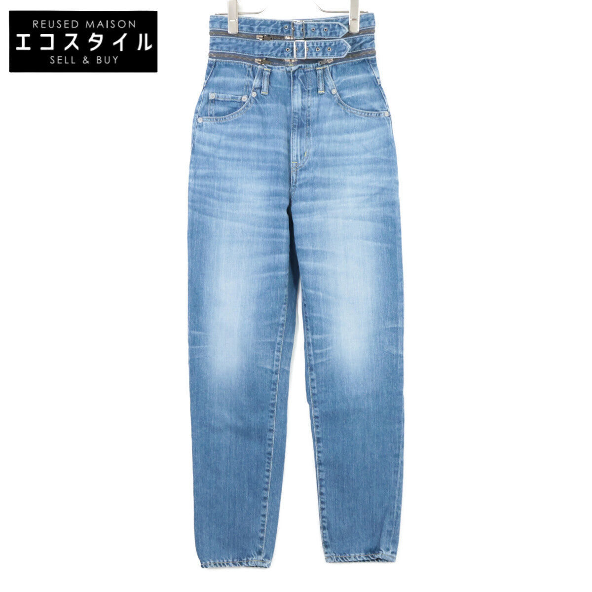 HYSTERIC GLAMOUR HYSTERIC GLAMOUR 01183AP12 深蓝色 做旧 ZIP 腰带锥形牛仔裤 下装