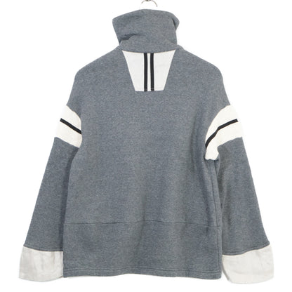 332802 Gray Cotton Pig Half-Zip Sweat Pullover Top, No Size Indication, Women's